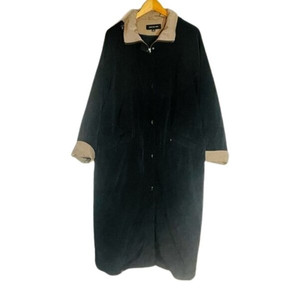 Jones New York black Long Trench removable wool blend liner removable hood - Picture 1 of 12